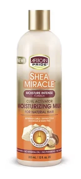 شیر موی آبرسان و فعال‌کننده فر آفریکن پراید شیا میرکل ۳۵۵ میلAfrican Pride Shea Miracle Moisture Intense Curl Activator Moisturizing Milk