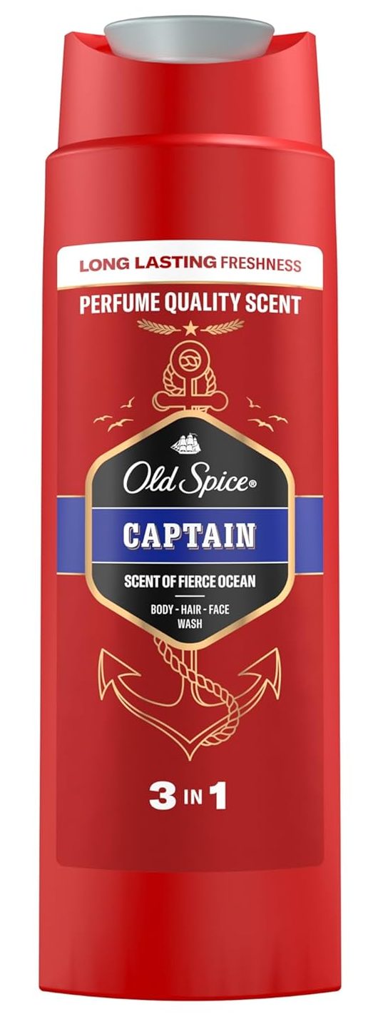 شامپو۳ در ۱ اولد اسپایس کپتان با رایحه دریای خروشان 400میل Old Spice Captain 3in1 Body, Hair & Face Wash