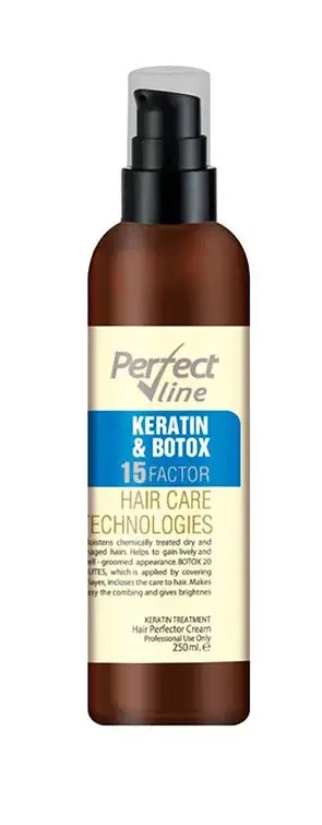 کرم درمانی کراتین و بوتاکس مو پرفکت لاین ۱۵ کاره ۲۵۰ میل Perfect Line Keratin & Botox 15 Factor Hair Care Cream