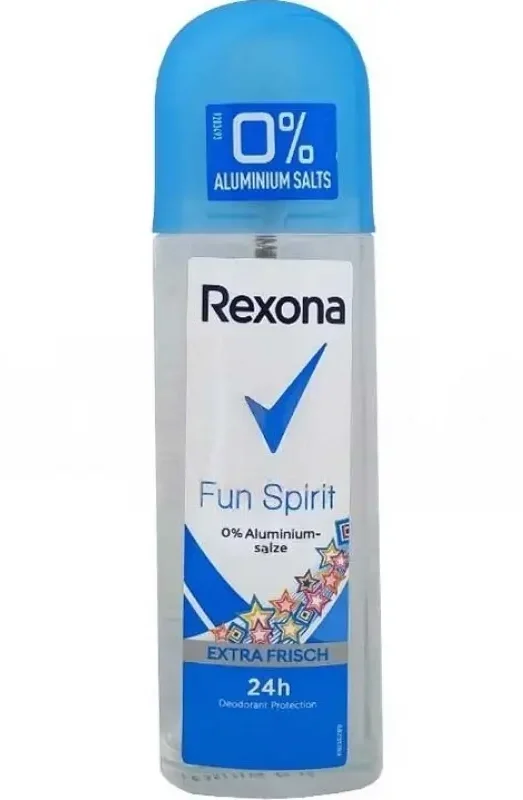 اسپری دئودورانت بدن رکسونا مدل Fun Spirit بدون آلومینیوم75میل Rexona Fun Spirit 0% Aluminium Deodorant Spray
